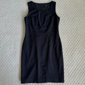 Ann Taylor Black Wool Sleeveless Sheath Midi Dress Size 6 Classic Office